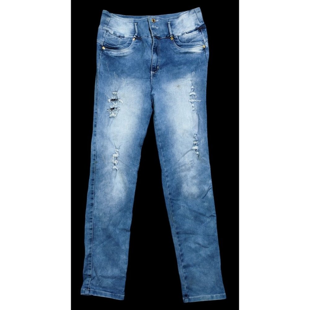 Distressed Embroidered Jeans by Bon Bonup